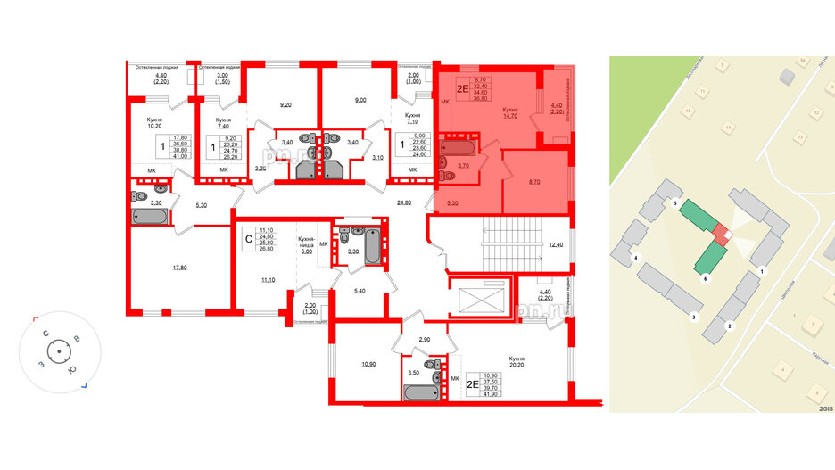 Квартира в ЖК Кроны и Волны, 1 комнатная, 34.6 м², 4 этаж