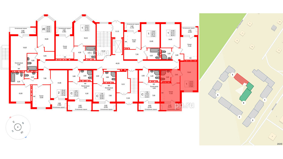 Квартира в ЖК Кроны и Волны, 1 комнатная, 35.6 м², 1 этаж