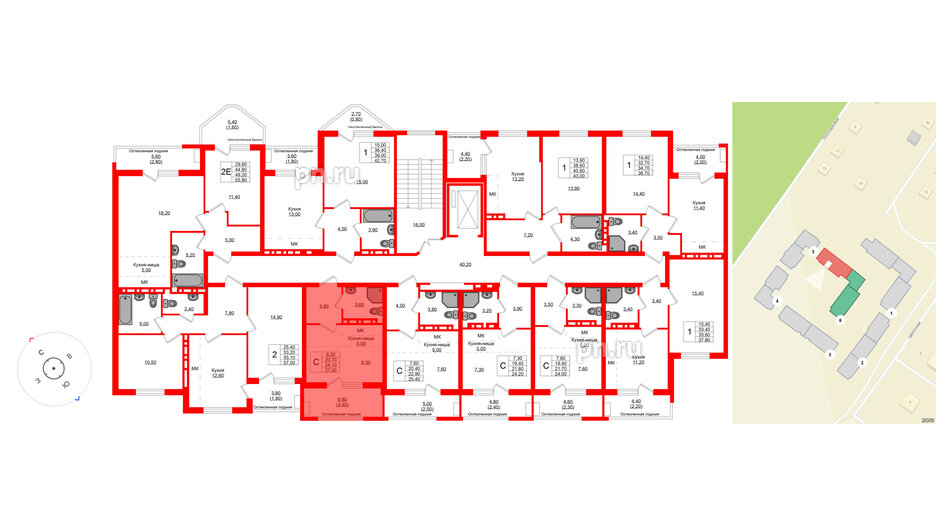 Квартира в ЖК Кроны и Волны, студия, 24.1 м², 2 этаж