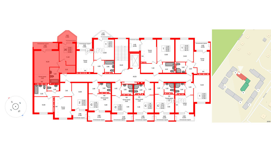 Квартира в ЖК Кроны и Волны, 2 комнатная, 49.2 м², 2 этаж