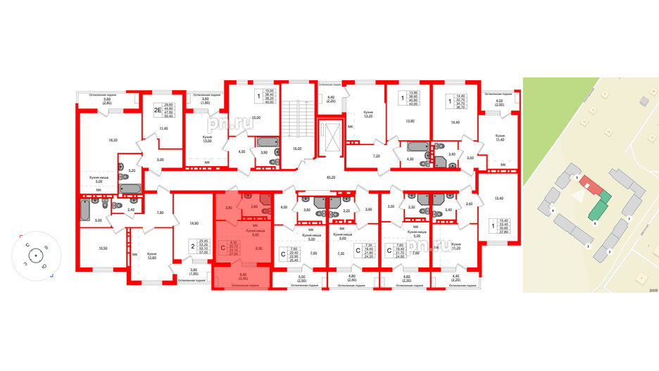 Квартира в ЖК Кроны и Волны, студия, 24.1 м², 3 этаж