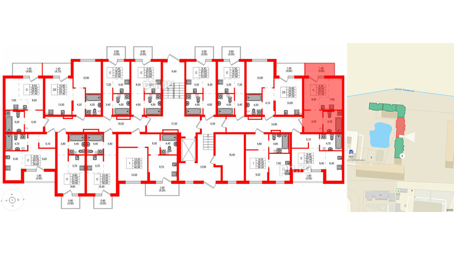 Квартира в ЖК Левада, студия, 28 м², 1 этаж
