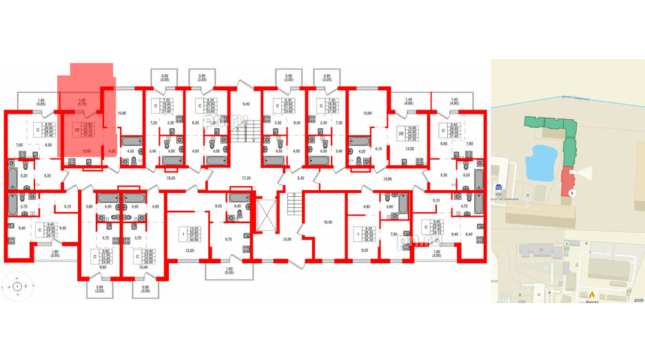 Квартира в ЖК Левада, студия, 28 м², 1 этаж