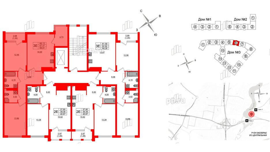 Квартира в ЖК «Расцвет Парк», 2 комнатная, 67.47 м², 4 этаж