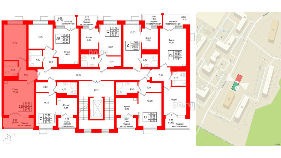 Квартира в ЖК Lake City-9, 1 комнатная, 41.38 м², 7 этаж