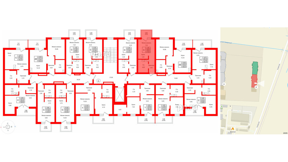 Квартира в ЖК Левада, студия, 18.9 м², 2 этаж