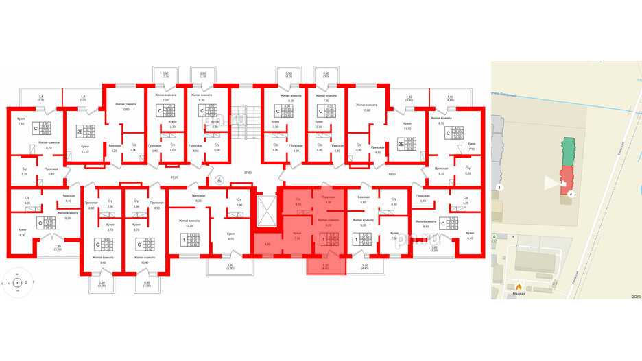 Квартира в ЖК Левада, 1 комнатная, 31.7 м², 8 этаж