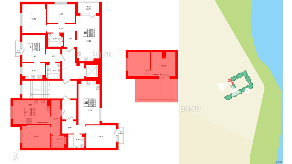 Квартира в ЖК Виридиан, 1 комнатная, 49.7 м², 4 этаж