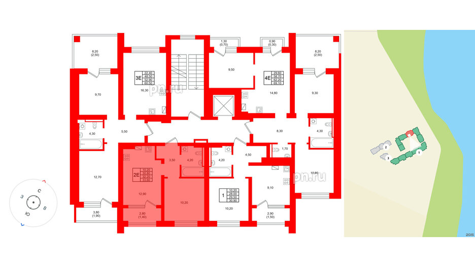 Квартира в ЖК Виридиан, 1 комнатная, 32.2 м², 3 этаж