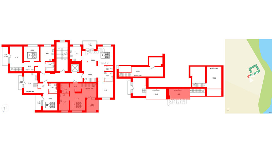 Квартира в ЖК Виридиан, 1 комнатная, 51.3 м², 4 этаж