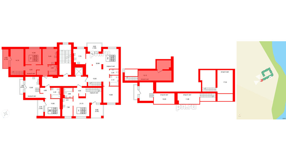 Квартира в ЖК Виридиан, 2 комнатная, 65.7 м², 4 этаж