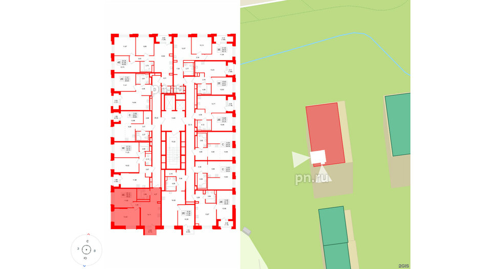 Квартира в ЖК «Кольский», 2 комнатная, 49.52 м², 9 этаж
