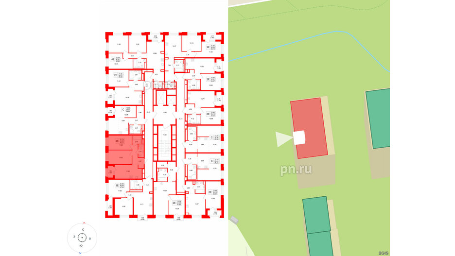 Квартира в ЖК «Кольский», 2 комнатная, 45.33 м², 15 этаж