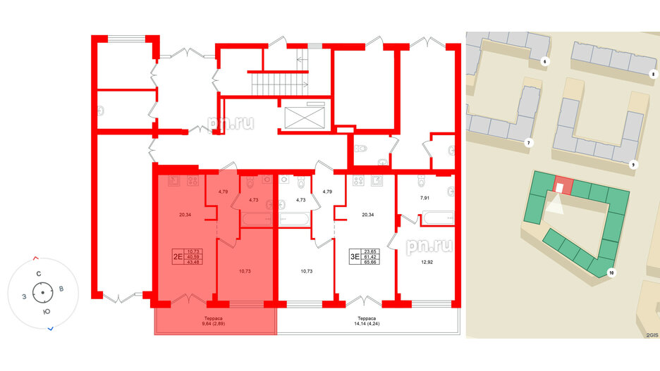 Квартира в ЖК «Включи», 1 комнатная, 43.48 м², 1 этаж