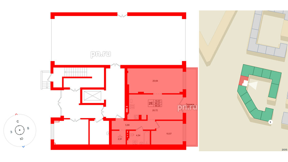 Квартира в ЖК «Включи», 1 комнатная, 69.2 м², 1 этаж