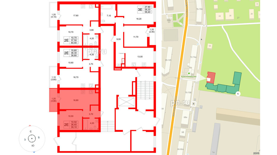 Квартира в ЖК Луччи, 1 комнатная, 39.1 м², 1 этаж