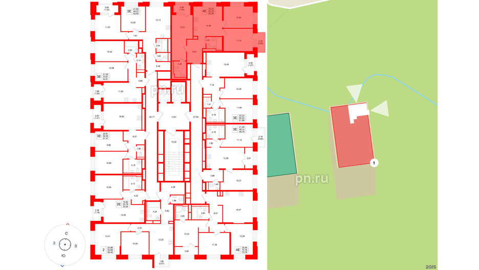 Квартира в ЖК «Кольский», 3 комнатная, 65.08 м², 10 этаж