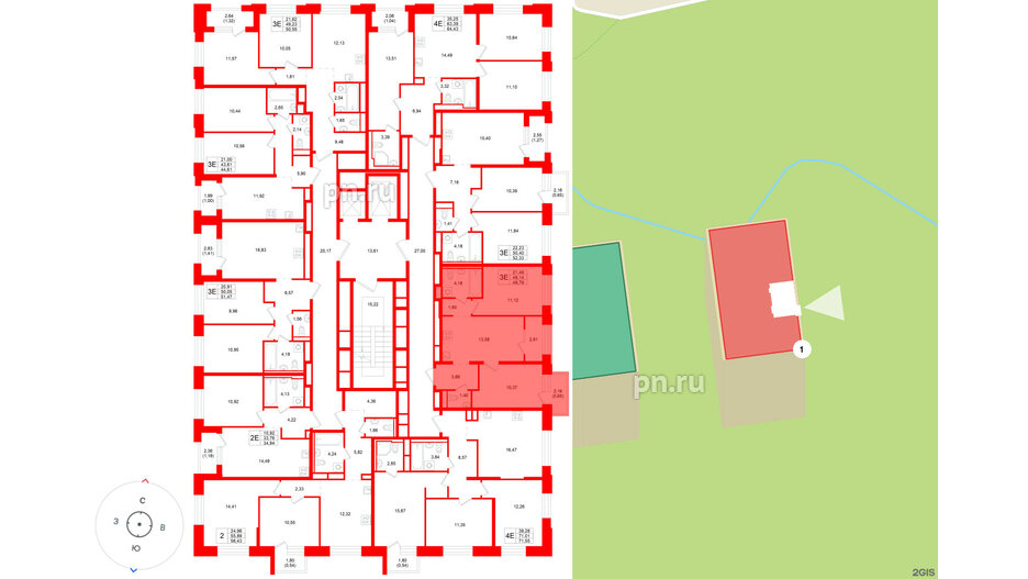 Квартира в ЖК «Кольский», 2 комнатная, 49.79 м², 8 этаж