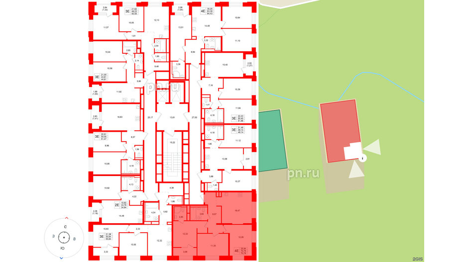 Квартира в ЖК «Кольский», 3 комнатная, 70.76 м², 3 этаж