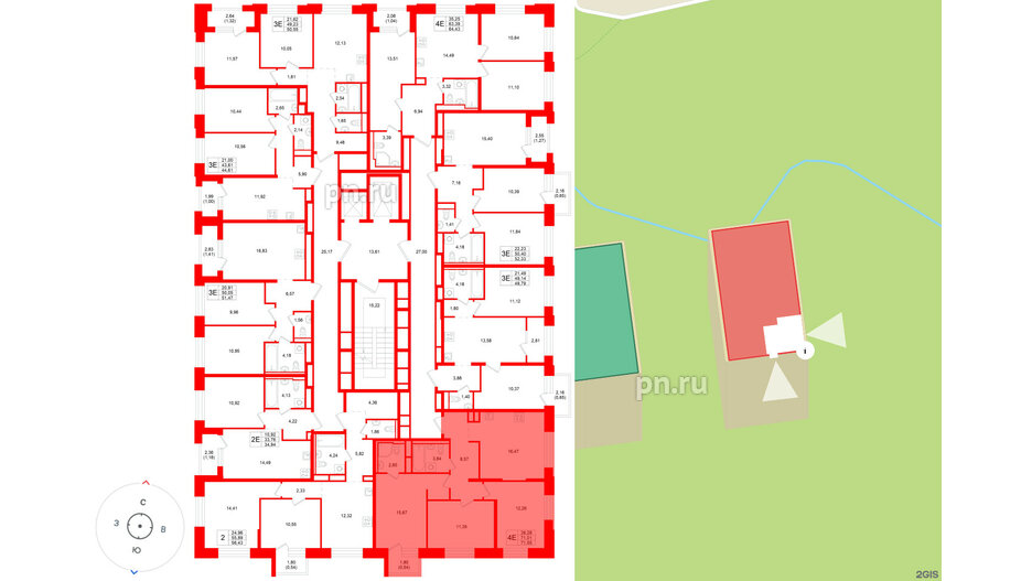 Квартира в ЖК «Кольский», 3 комнатная, 71.55 м², 4 этаж