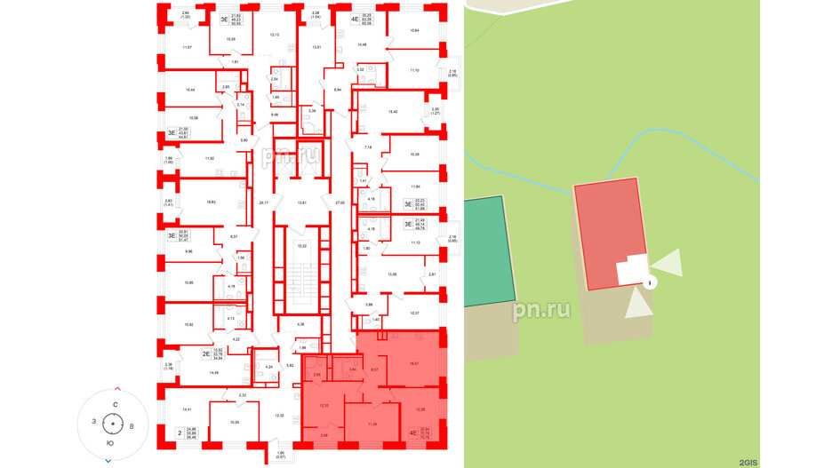 Квартира в ЖК «Кольский», 3 комнатная, 70.76 м², 10 этаж