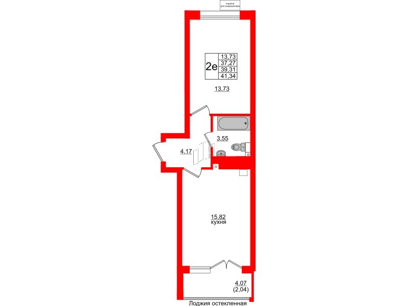 Квартира в ЖК Lake City-11, 1 комнатная, 39.31 м², 1 этаж