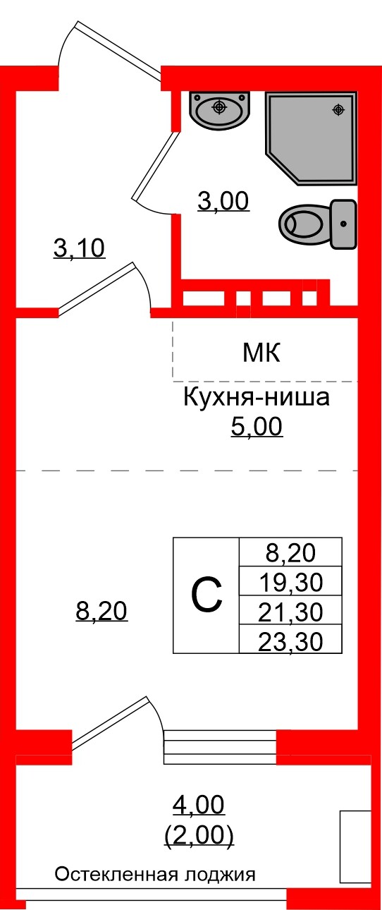 Квартира в ЖК «Кроны и Волны», студия, 21.3 м², 3 этаж
