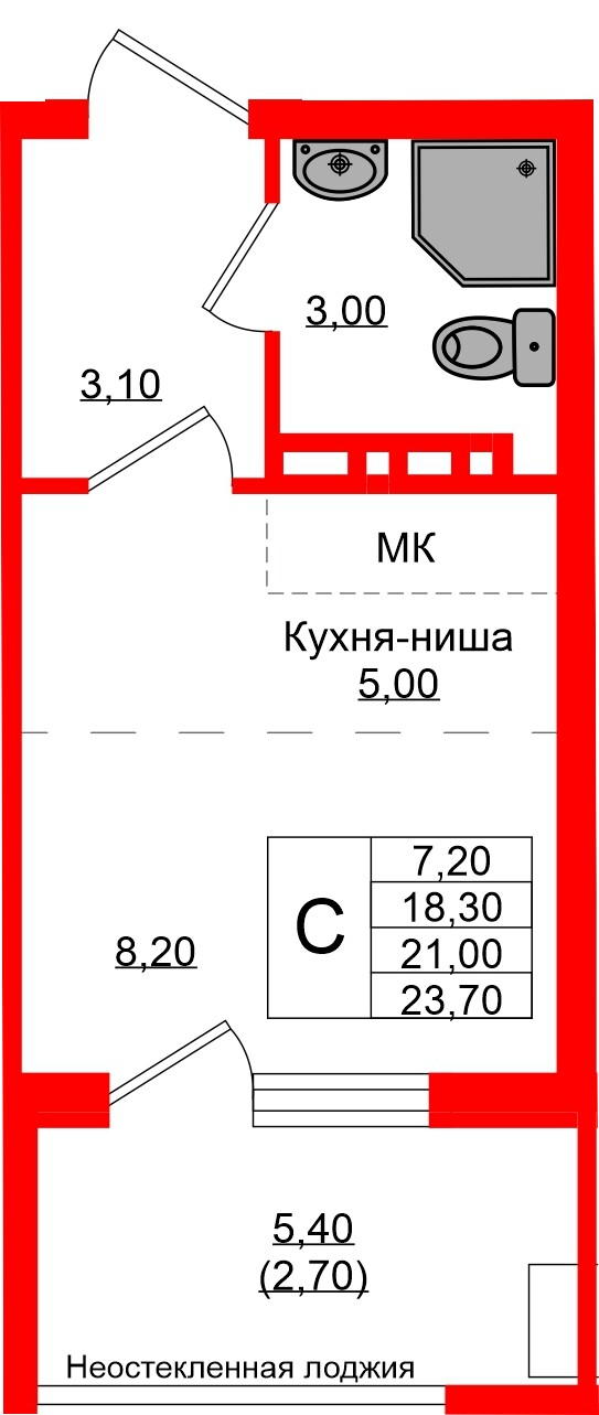 Квартира в ЖК «Кроны и Волны», студия, 21 м², 4 этаж