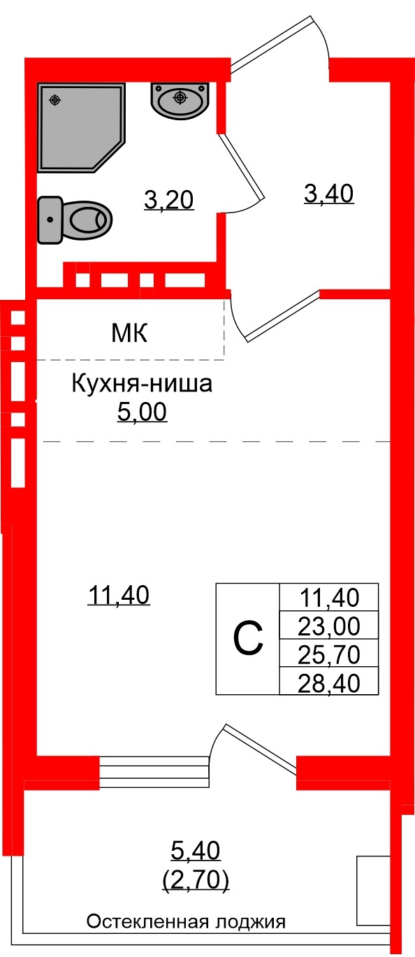 Квартира в ЖК Кроны и Волны, студия, 25.7 м², 3 этаж
