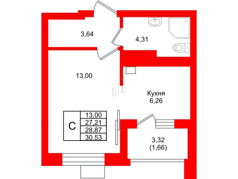 Квартира в ЖК Lake City-9, студия, 28.87 м², 1 этаж