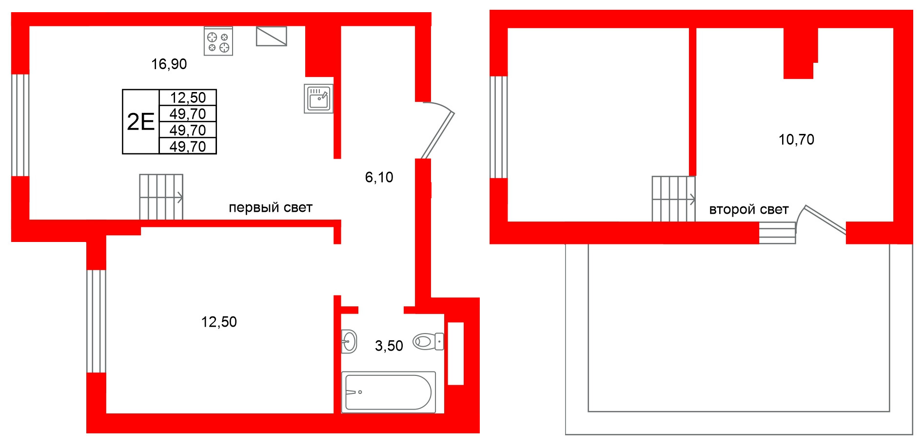Квартира в ЖК Виридиан, 1 комнатная, 49.7 м², 4 этаж