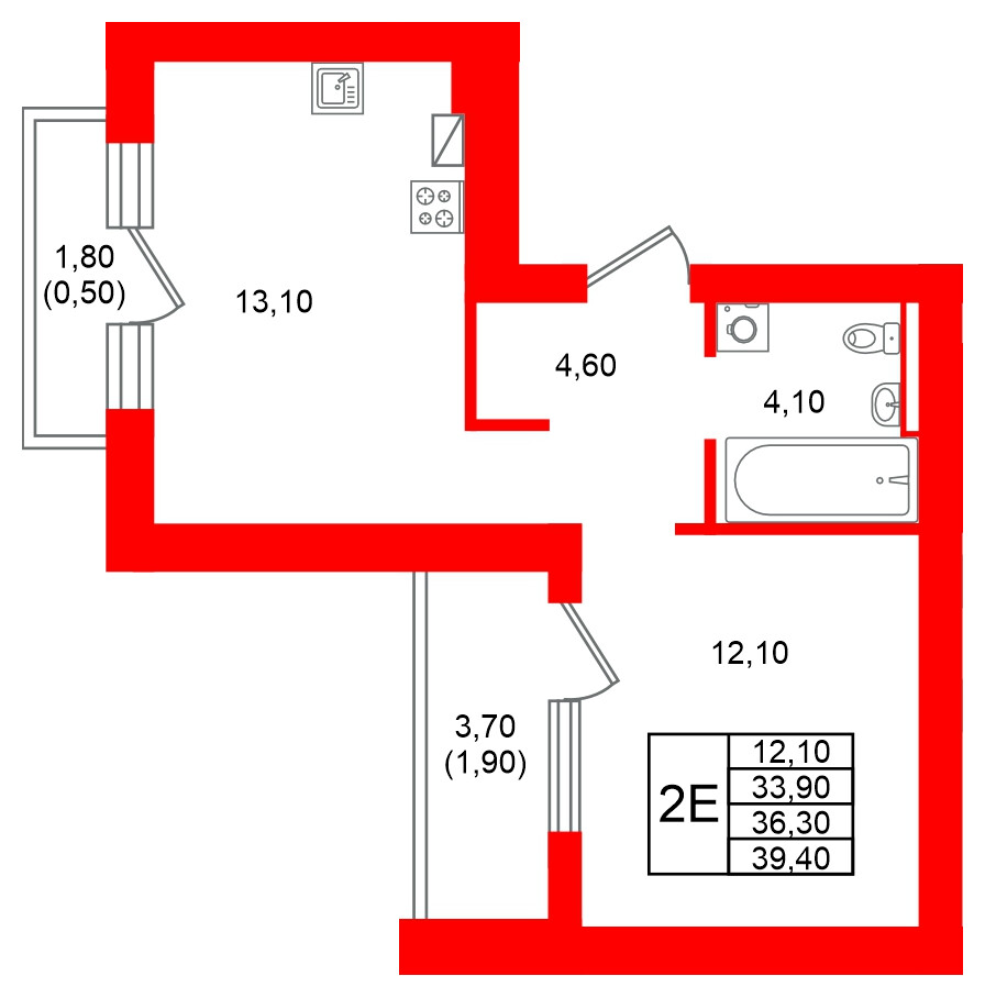 Квартира в ЖК Виридиан, 1 комнатная, 36.3 м², 3 этаж