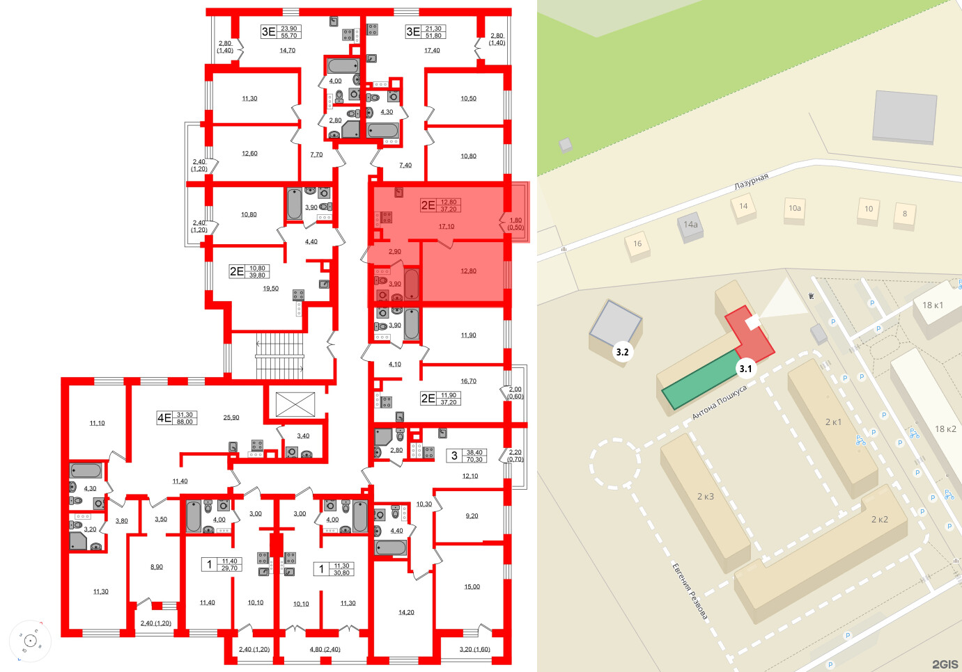 Квартира в ЖК «River Park», 1 комнатная, 37.2 м², 6 этаж