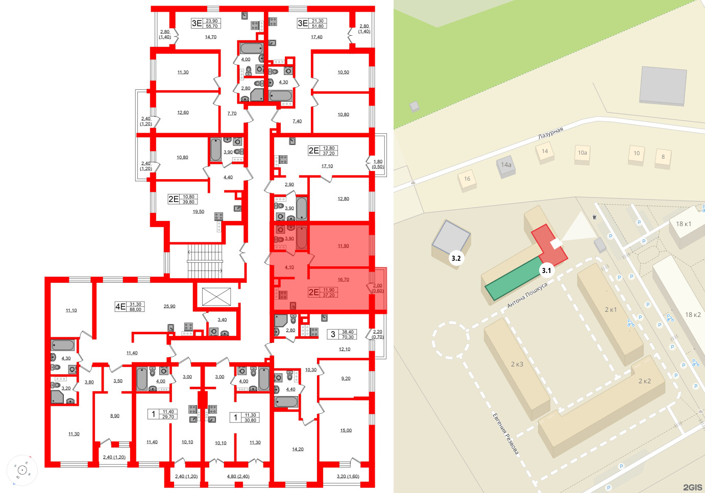 Квартира в ЖК «River Park», 1 комнатная, 37.2 м², 6 этаж
