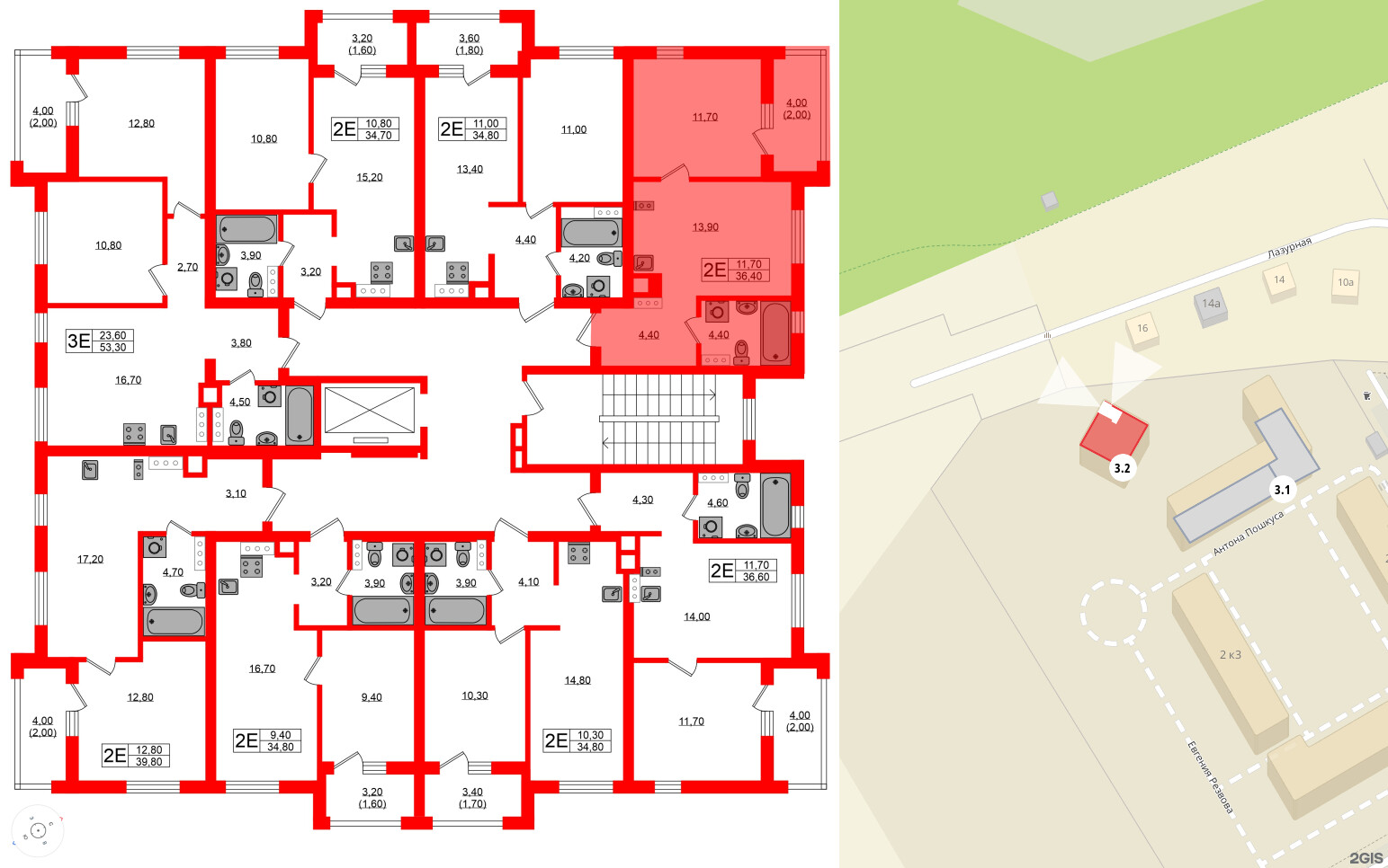 Квартира в ЖК «River Park», 1 комнатная, 36.4 м², 4 этаж