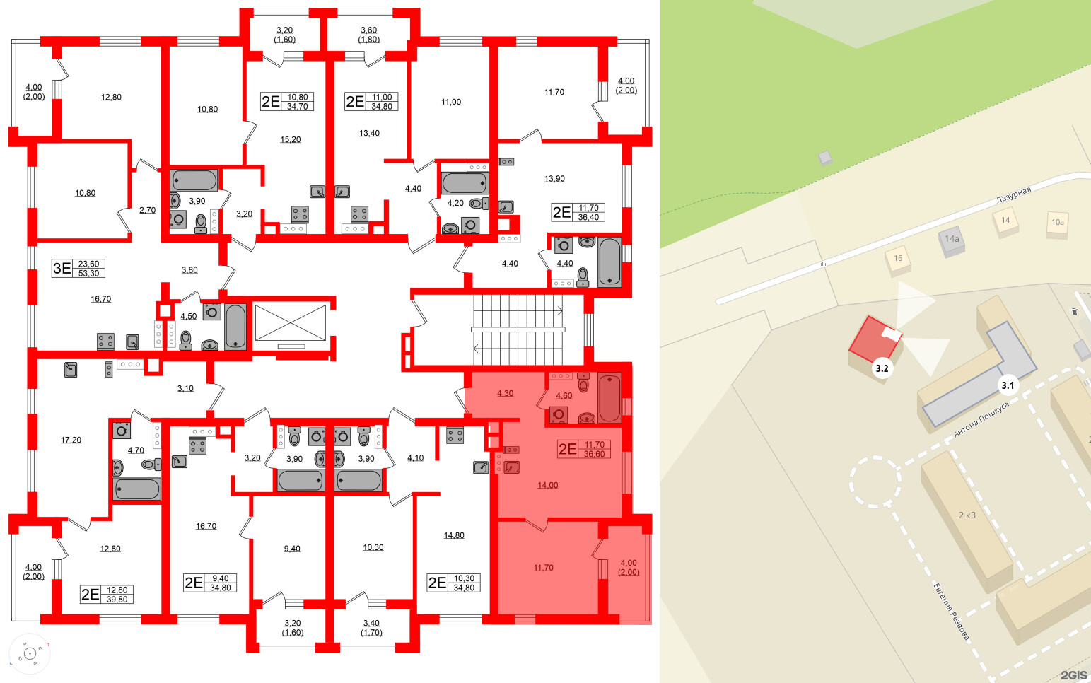 Квартира в ЖК «River Park», 1 комнатная, 36.6 м², 5 этаж