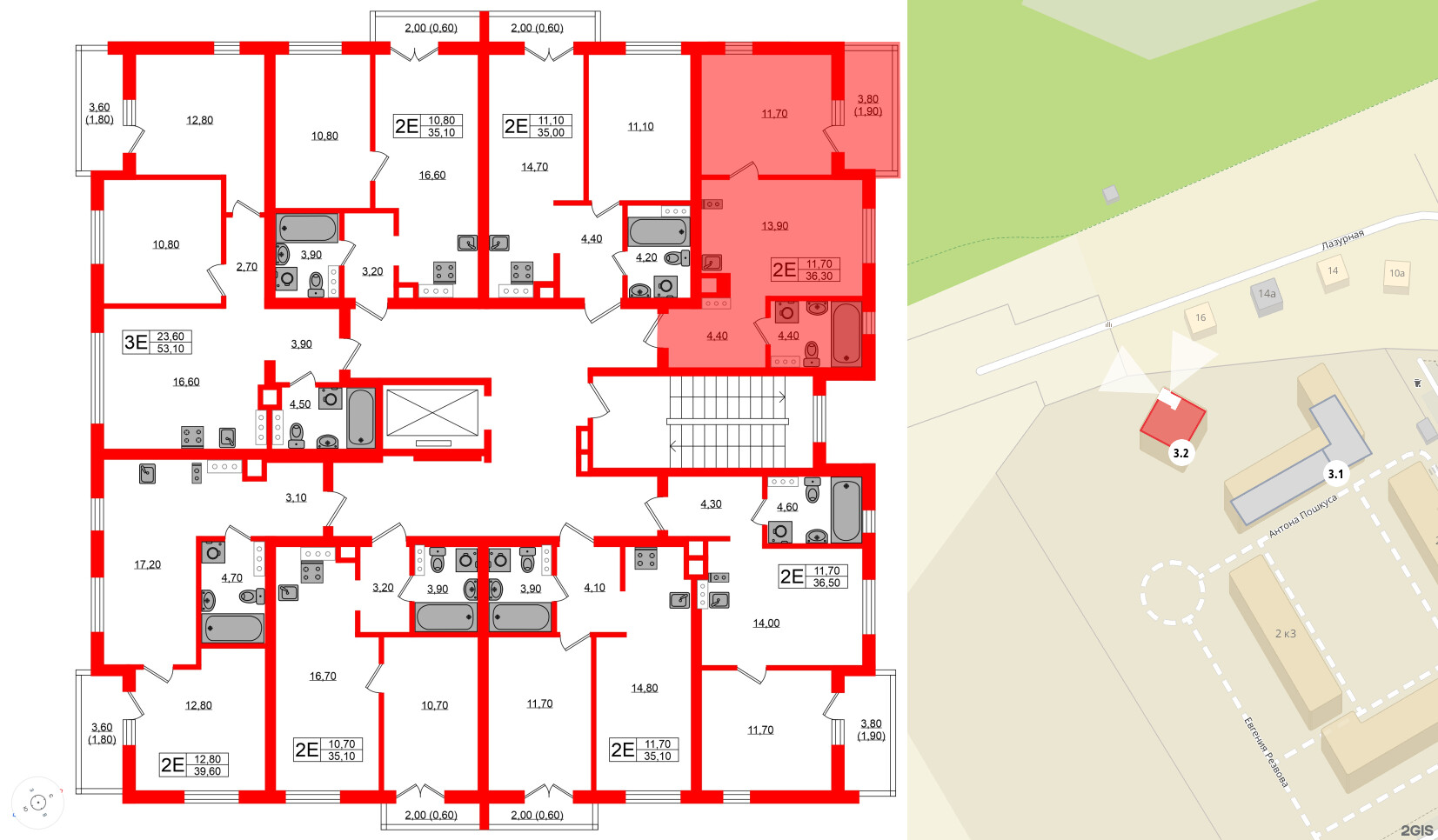 Квартира в ЖК «River Park», 1 комнатная, 36.4 м², 6 этаж