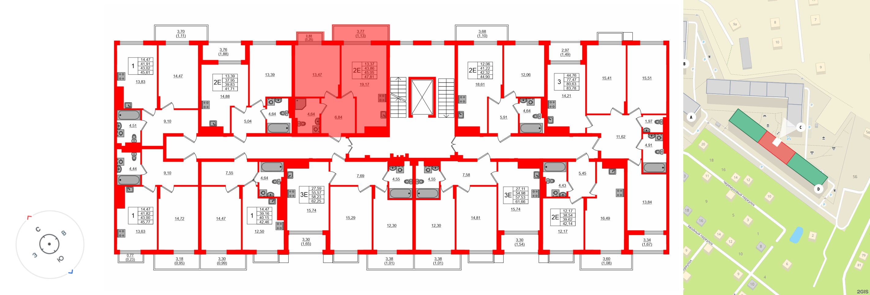 Квартира в ЖК «АЭРО», 1 комнатная, 45.4 м², 7 этаж