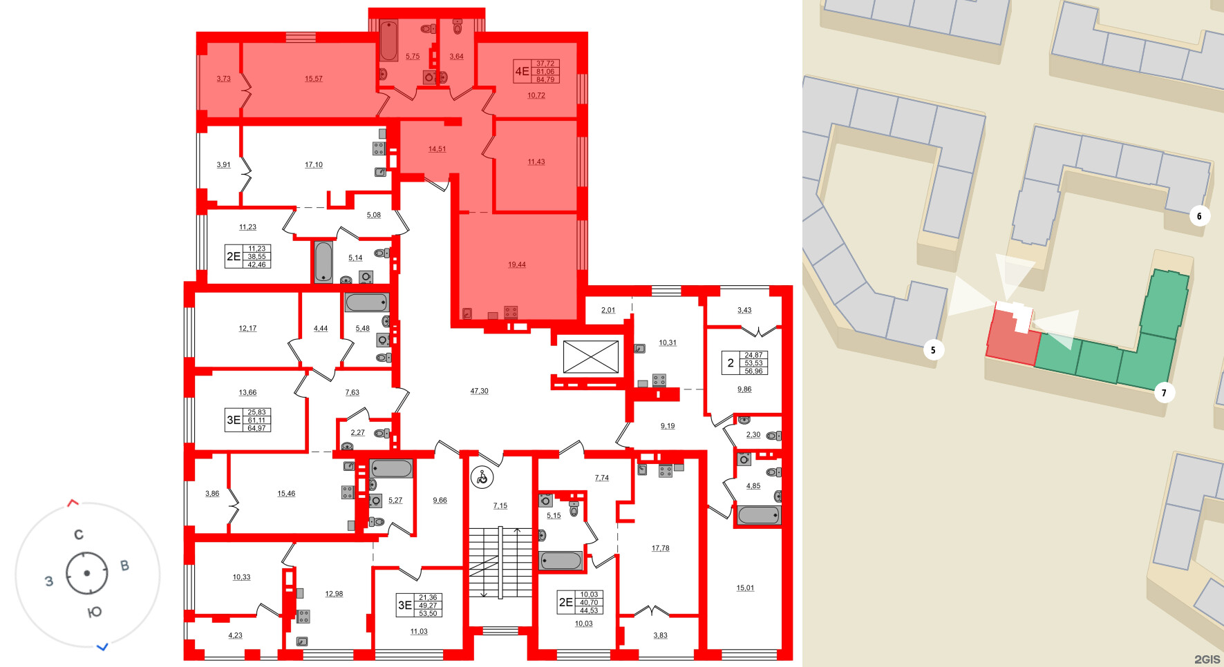 Квартира в ЖК «Включи», 3 комнатная, 84.79 м², 5 этаж