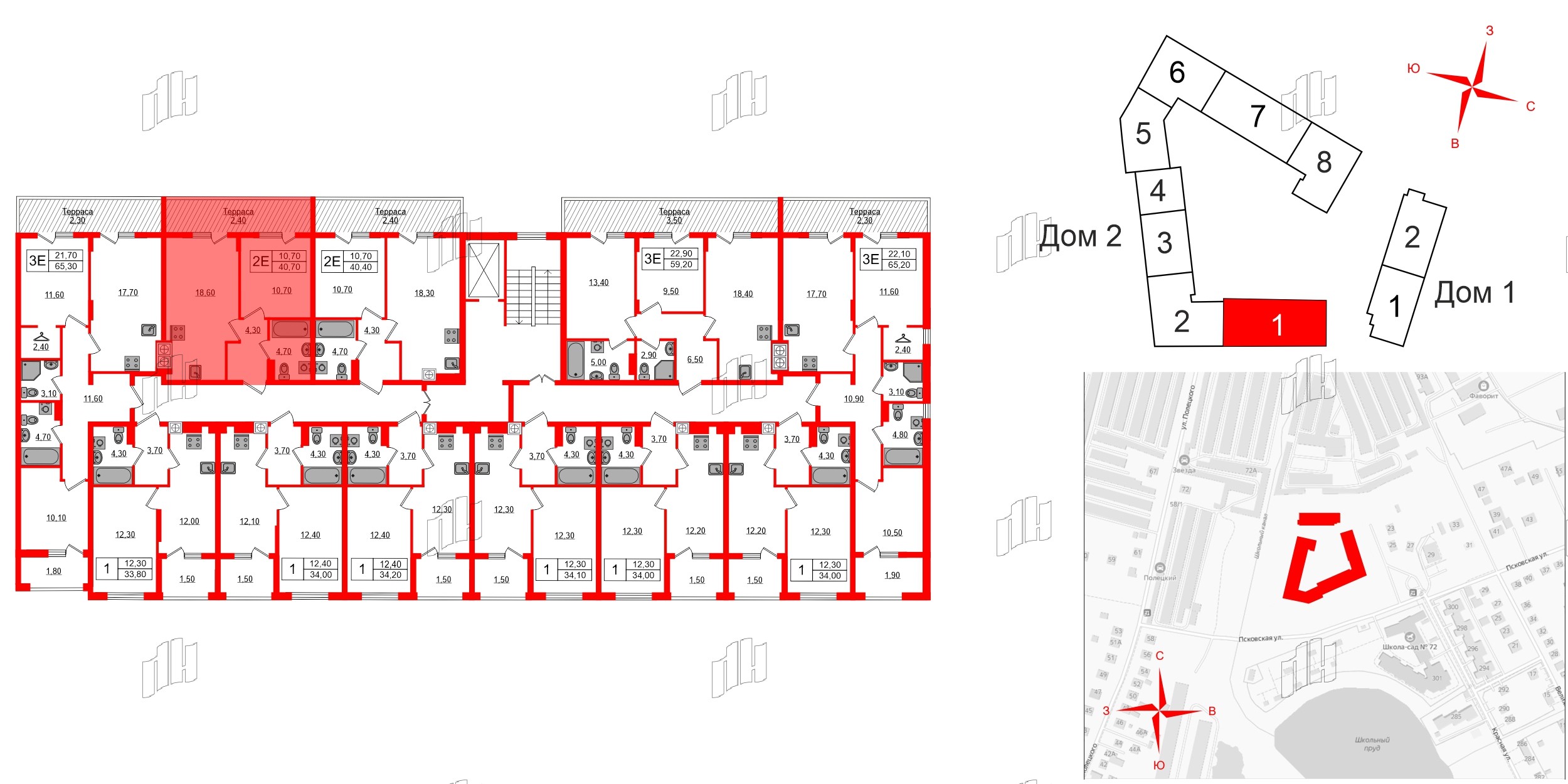 Квартира в ЖК «Дом на Красной», 1 комнатная, 35.4 м², 7 этаж