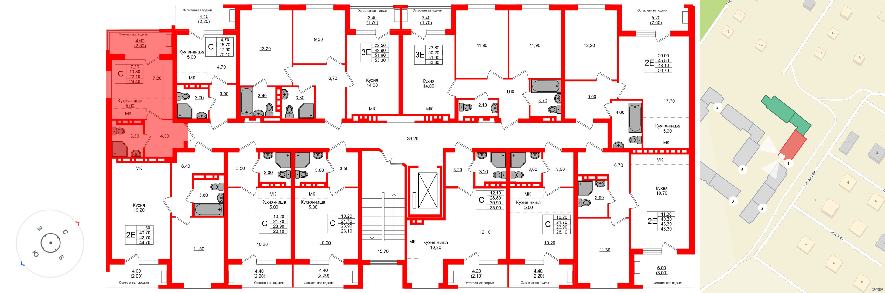 Квартира в ЖК Кроны и Волны, студия, 22.1 м², 2 этаж