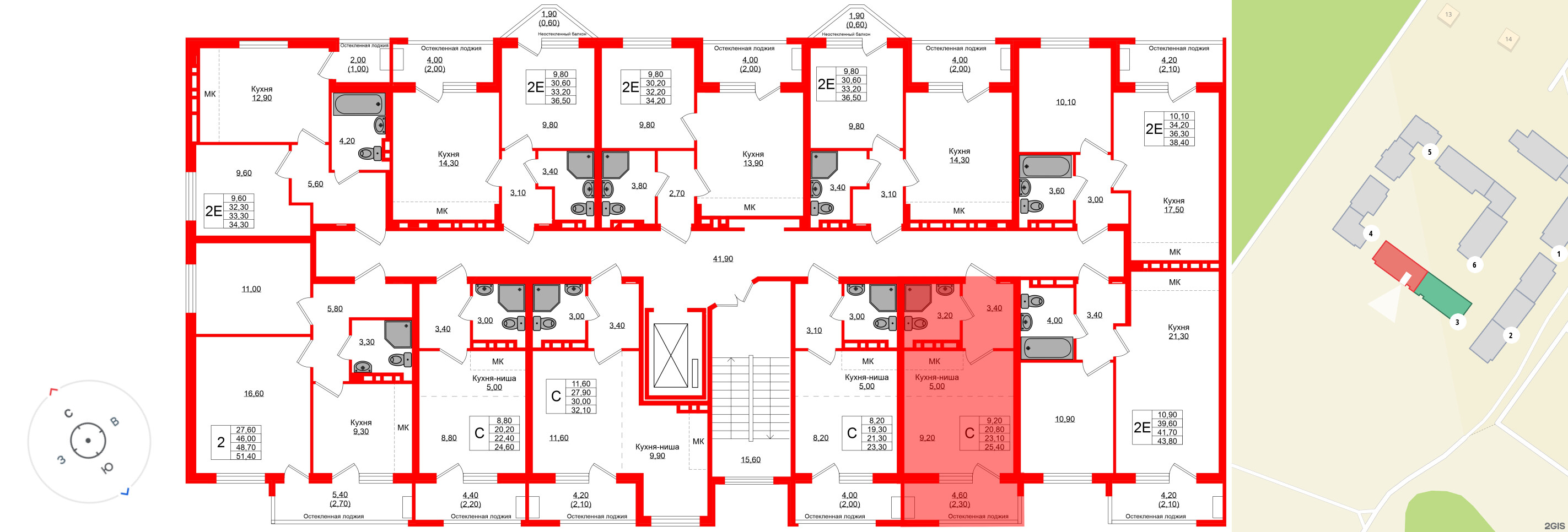 Квартира в ЖК «Кроны и Волны», студия, 23.1 м², 2 этаж