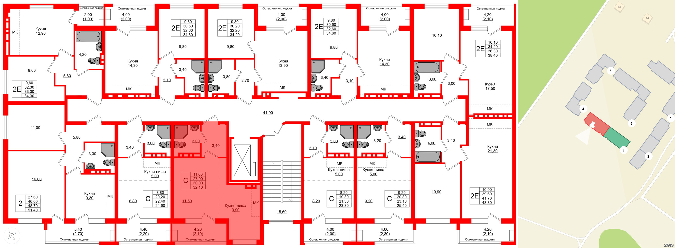 Квартира в ЖК Кроны и Волны, студия, 30 м², 3 этаж