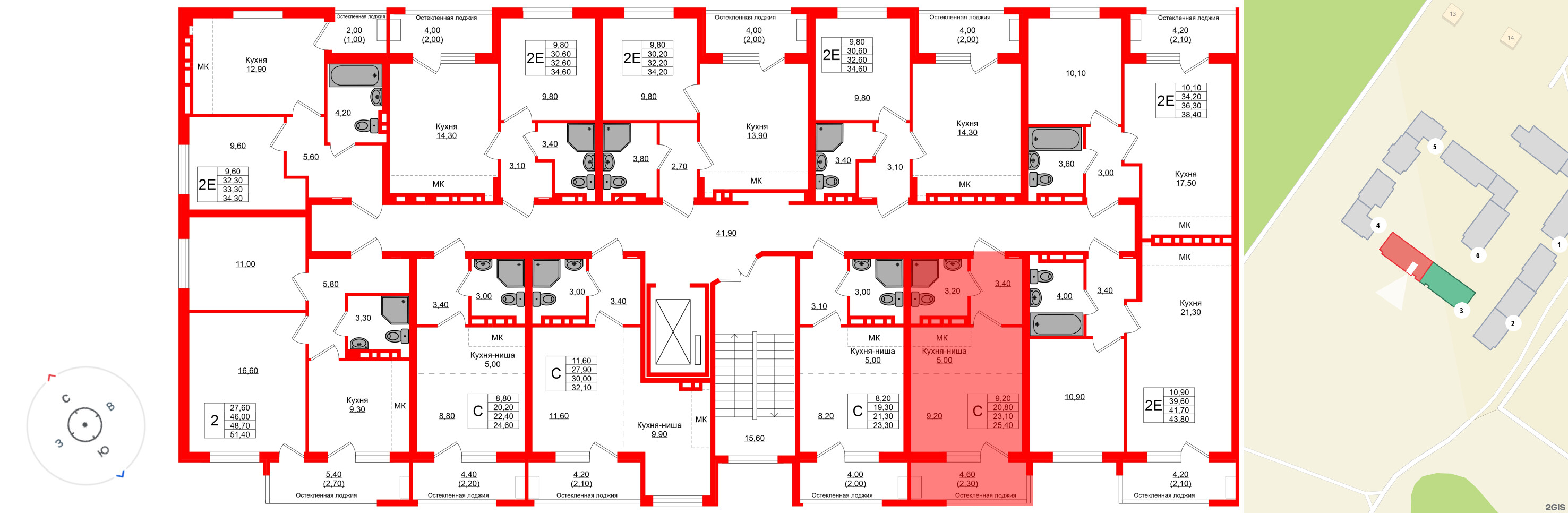 Квартира в ЖК «Кроны и Волны», студия, 23.1 м², 3 этаж