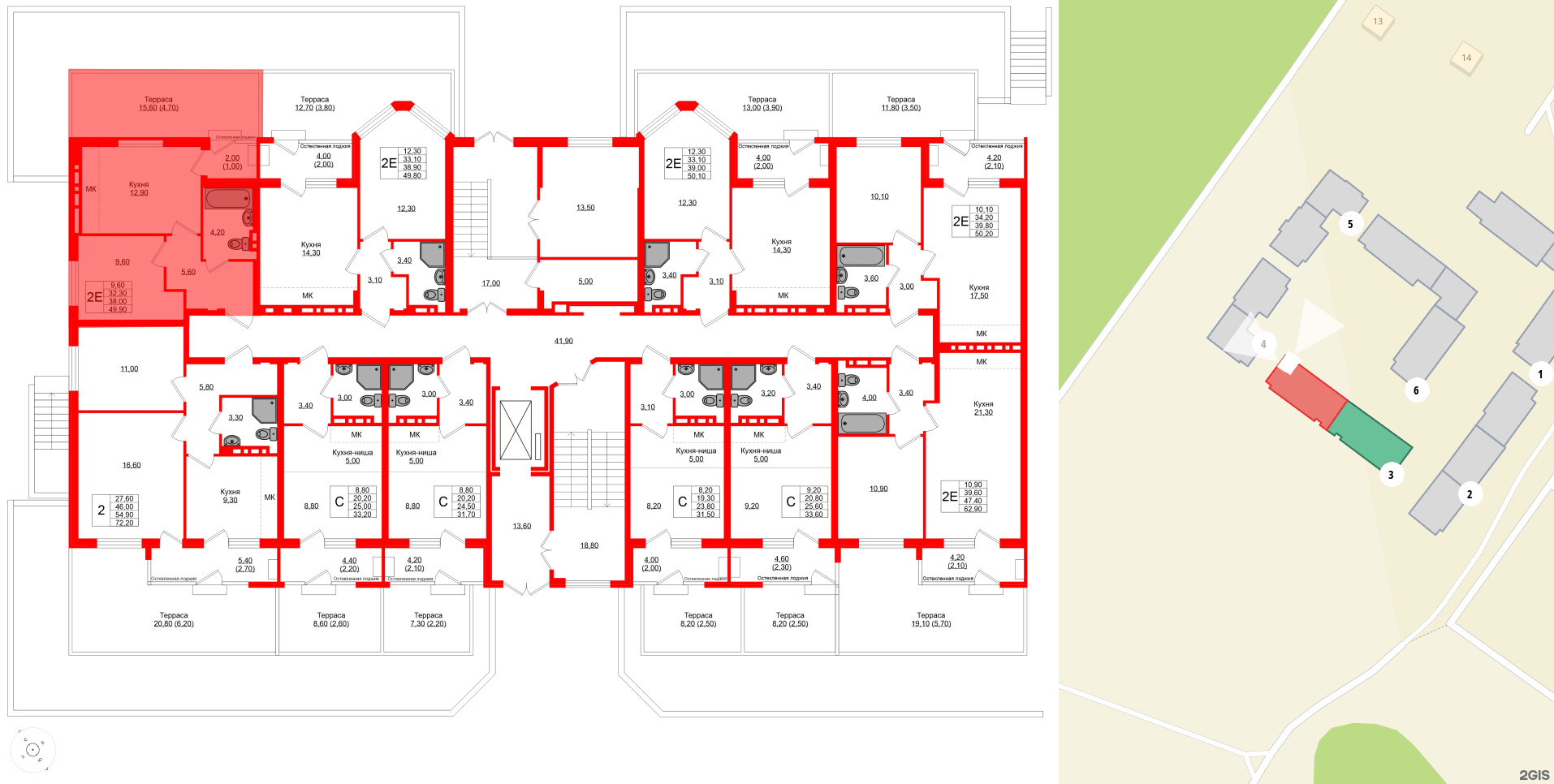 Квартира в ЖК Кроны и Волны, 1 комнатная, 38 м², 1 этаж