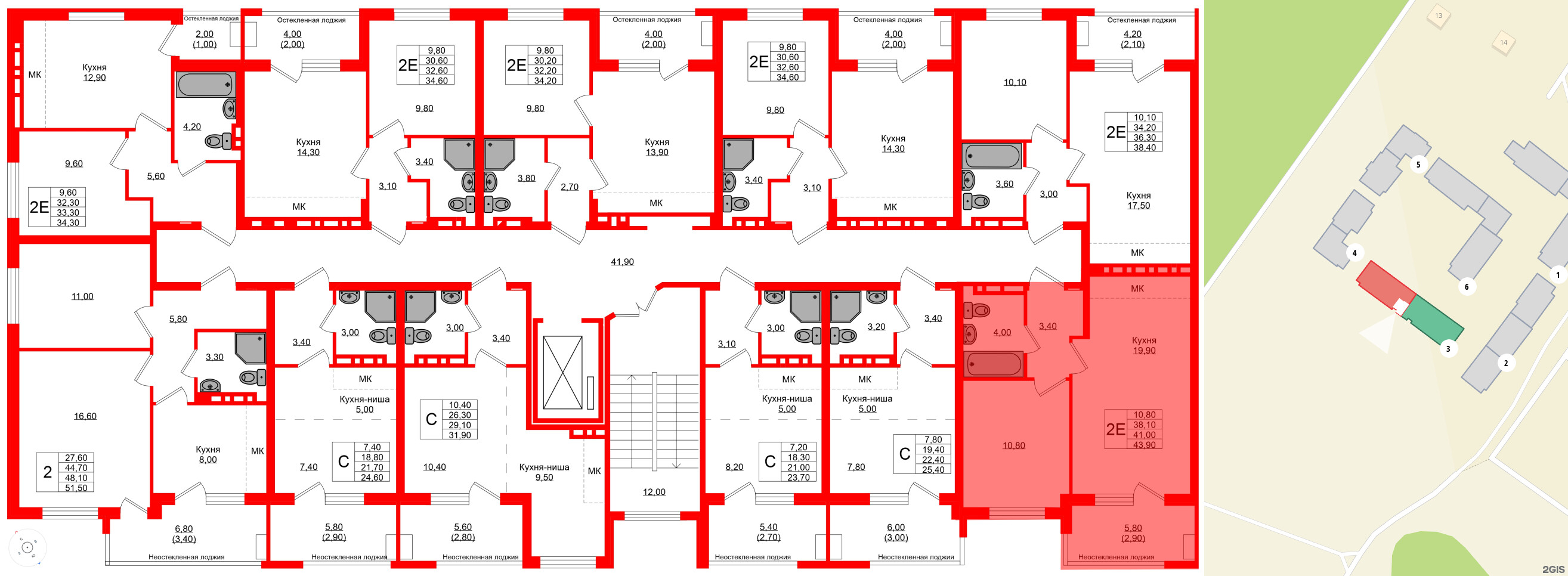 Квартира в ЖК Кроны и Волны, 1 комнатная, 41 м², 4 этаж