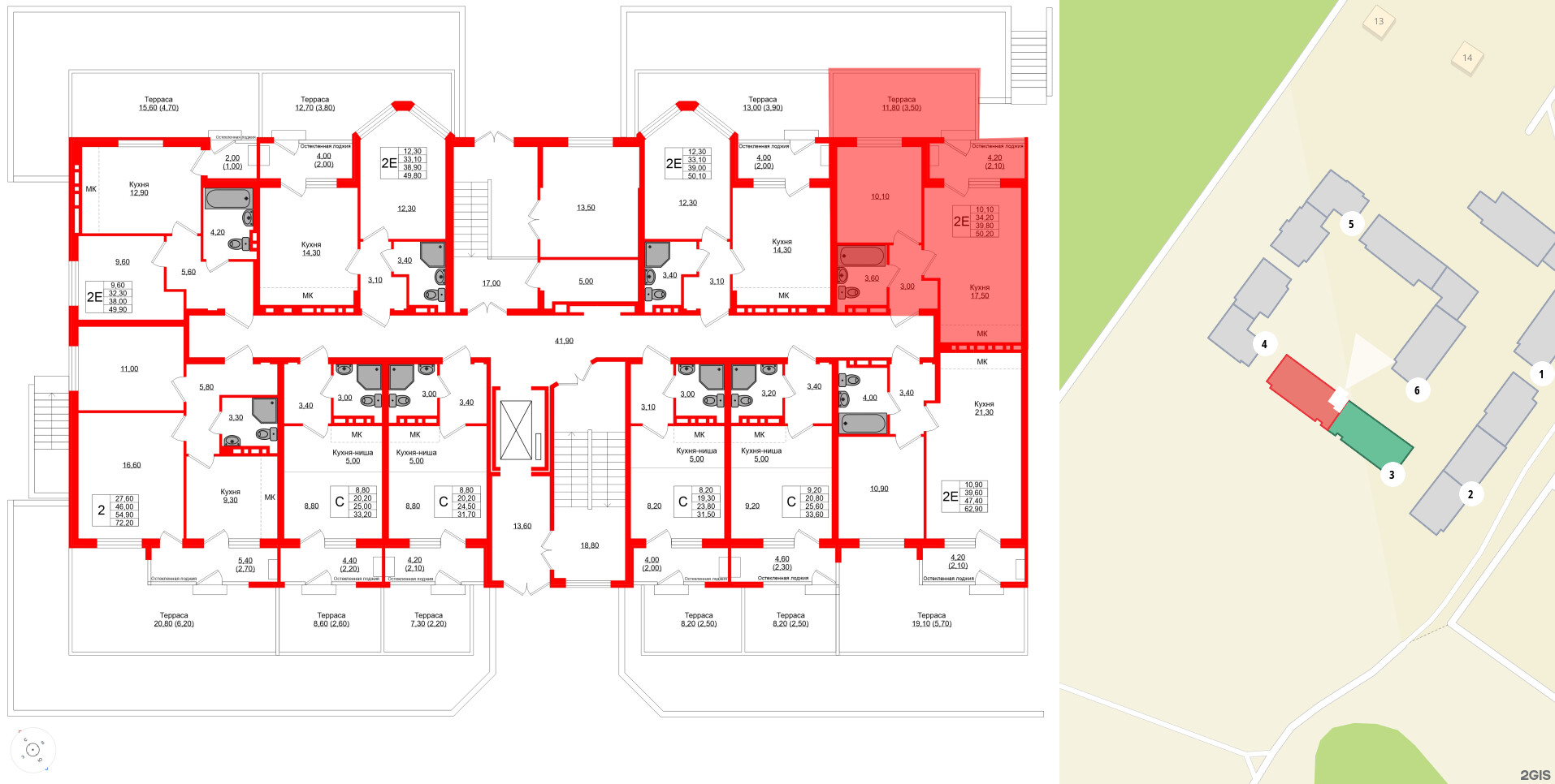 Квартира в ЖК Кроны и Волны, 1 комнатная, 39.8 м², 1 этаж