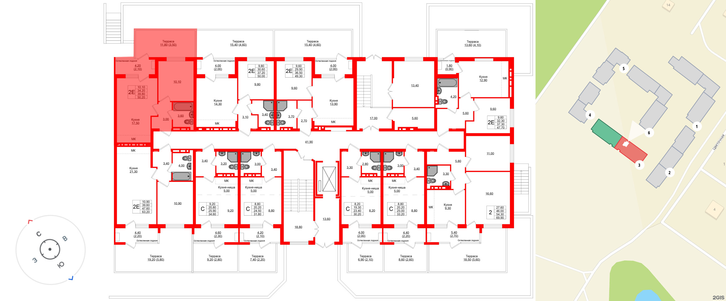 Квартира в ЖК Кроны и Волны, 1 комнатная, 39.8 м², 1 этаж