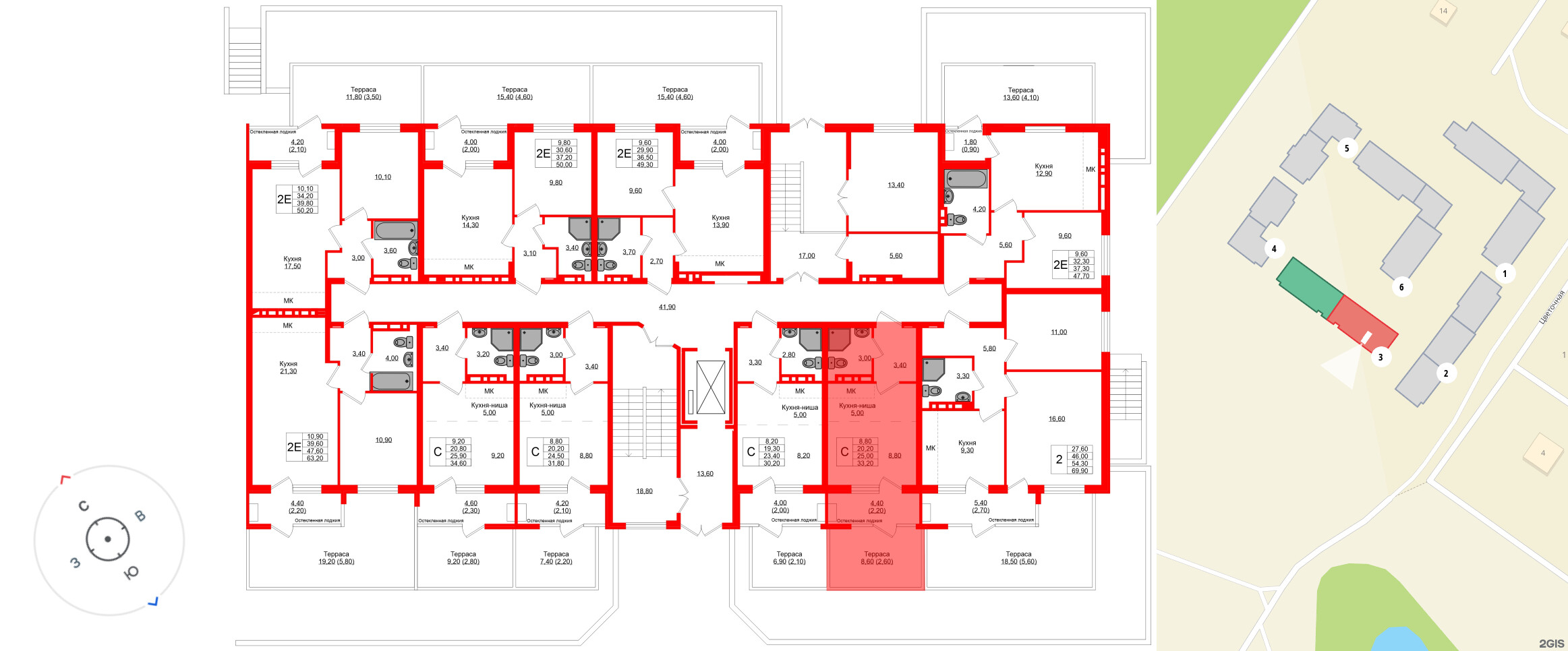 Квартира в ЖК «Кроны и Волны», студия, 25 м², 1 этаж