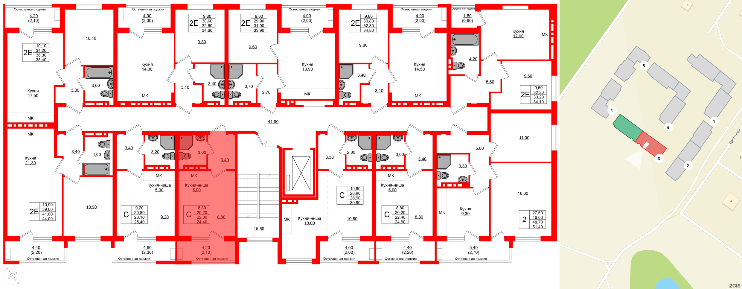 Квартира в ЖК Кроны и Волны, студия, 22.3 м², 2 этаж